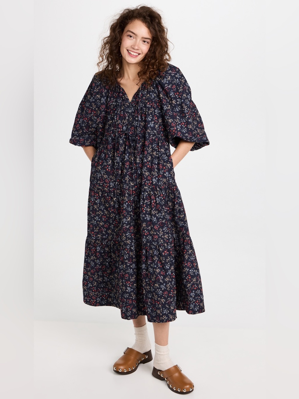 The Grear Bonnet dress navy nightshade floral corduroy size 0